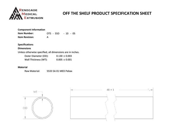 10 Fr 0.005" Wall55D Pebax